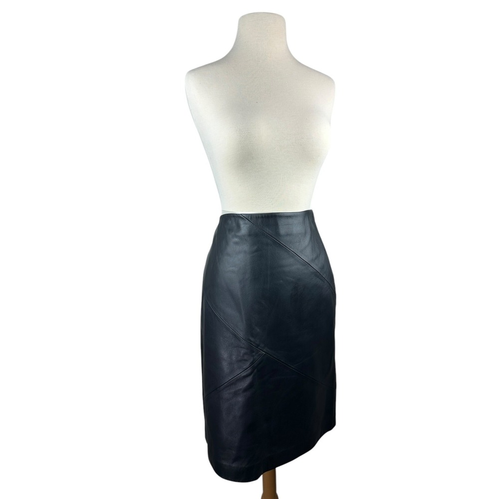 Valerie Stevens Separates 100% Leather Skirt Soft Black Pencil 90's Y2K Size 8 - Picture 5 of 15